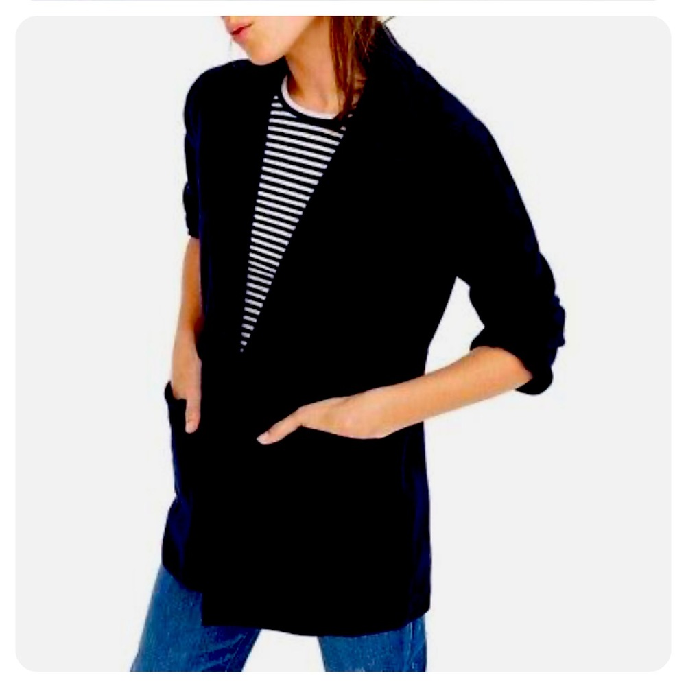 J.Crew Sophie Open-Front Merino Wool Sweater Blazer in black, Size M